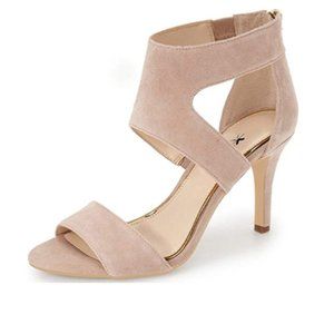 XYD Nude Open Toe Strappy Mid Heel Sandal